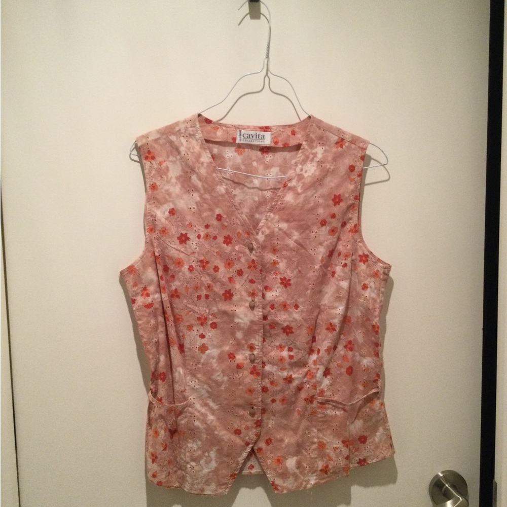 Blouse sans manches  fleuries